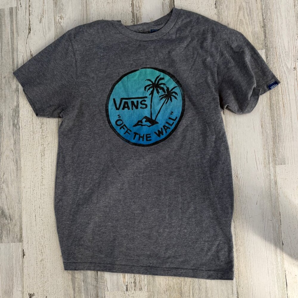 *FLAW* VANS Men's Size Small Grey Short Sleeve Logo Tee Cotton/Poly